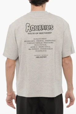 T-Shirt Girocollo AQUARIUS THE HUMANITARIAN Stampata>Neil Barrett Outlet