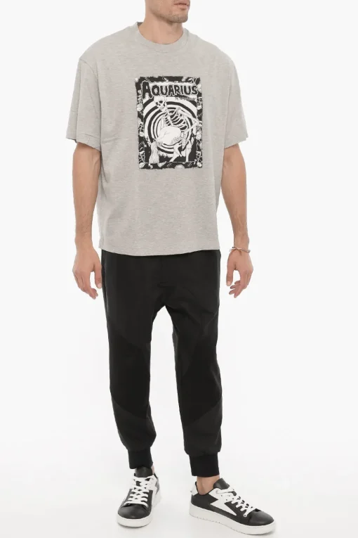 T-Shirt Girocollo AQUARIUS THE HUMANITARIAN Stampata>Neil Barrett Outlet