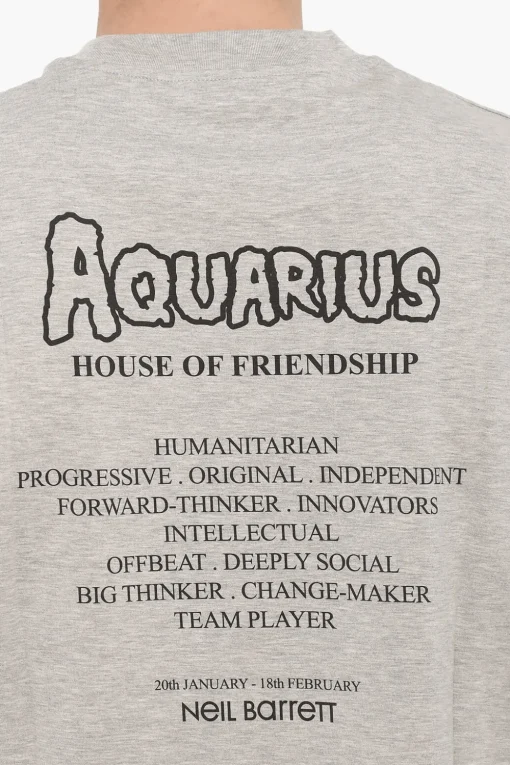 T-Shirt Girocollo AQUARIUS THE HUMANITARIAN Stampata>Neil Barrett Outlet