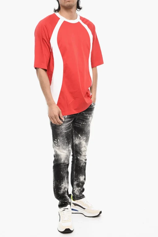 T-shirt Girocollo Bicolore In Cotone>Dsquared2 Outlet