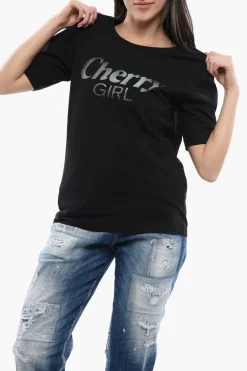 Best T-Shirt Girocollo CHERRY GIRL in Cotone Donna T-Shirts E Tops