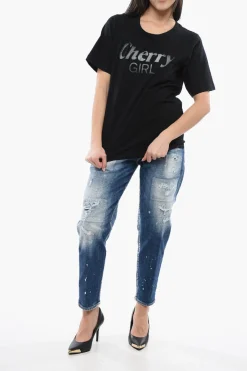 Best T-Shirt Girocollo CHERRY GIRL in Cotone Donna T-Shirts E Tops