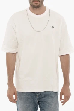 Clearance T-shirt Girocollo con Catena Removibile e Logo Ricamato Uomo T-Shirt