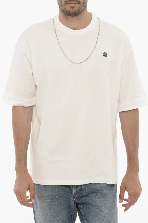 Clearance T-shirt Girocollo con Catena Removibile e Logo Ricamato Uomo T-Shirt