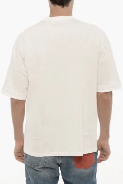 Clearance T-shirt Girocollo con Catena Removibile e Logo Ricamato Uomo T-Shirt
