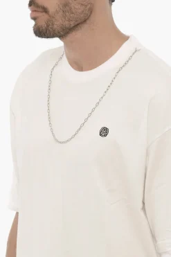 Clearance T-shirt Girocollo con Catena Removibile e Logo Ricamato Uomo T-Shirt