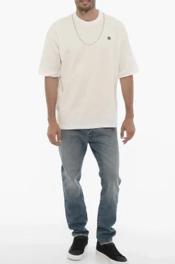 Clearance T-shirt Girocollo con Catena Removibile e Logo Ricamato Uomo T-Shirt