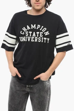 T-Shirt Girocollo con Dettagli a Contrasto>Champion Online