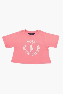 T-shirt Girocollo con Logo Frontale>Polo Ralph Lauren Kids Sale