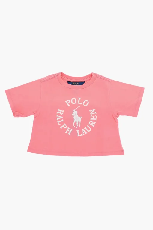 T-shirt Girocollo con Logo Frontale>Polo Ralph Lauren Kids Sale