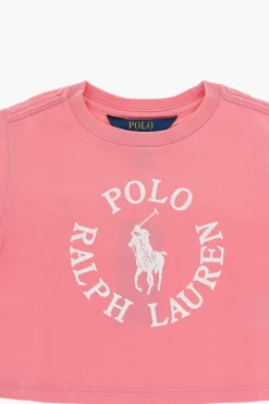 T-shirt Girocollo con Logo Frontale>Polo Ralph Lauren Kids Sale