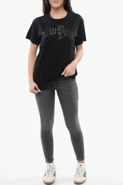 Best T-shirt Girocollo con Stampa PUNK A Contrasto Donna T-Shirts E Tops