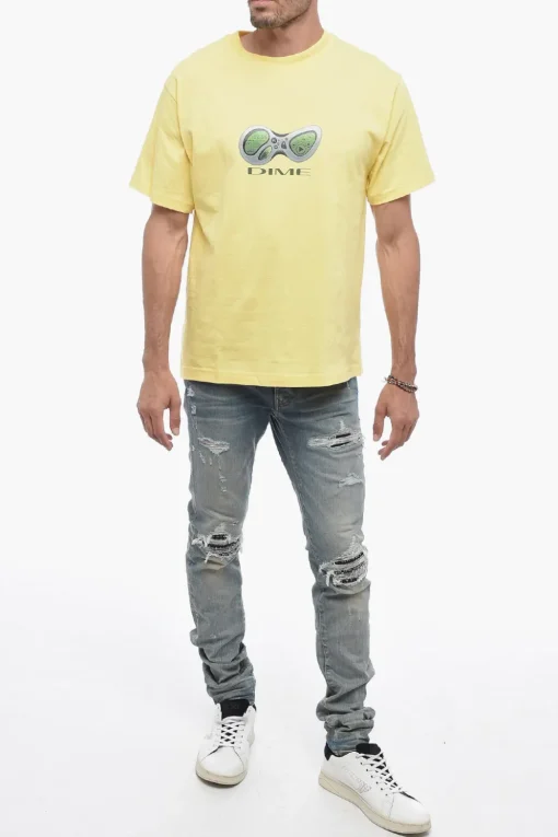 T-Shirt Girocollo con Stampa sul Fronte>Dime Online