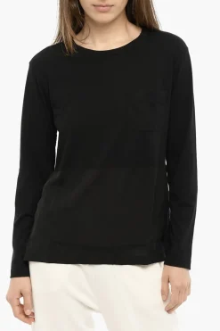 Best T-shirt Girocollo con Taschino e Spacchi Laterali Donna T-Shirts E Tops