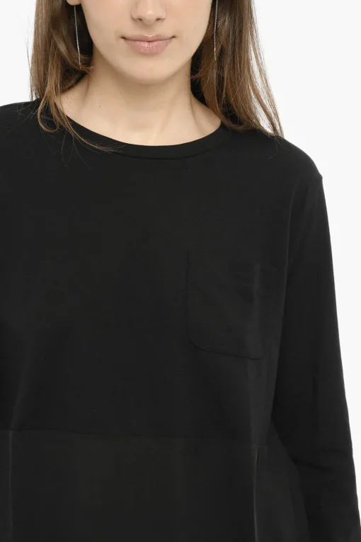 Best T-shirt Girocollo con Taschino e Spacchi Laterali Donna T-Shirts E Tops