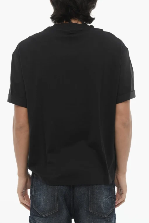 T-Shirt Girocollo Easy Fit in Tinta Unita con Maniche a Camicia>Neil Barrett New