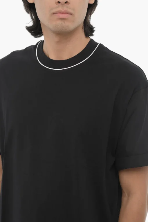 T-Shirt Girocollo Easy Fit in Tinta Unita con Maniche a Camicia>Neil Barrett New