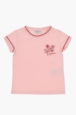 New T-shirt Girocollo EDNA In Cotone con Ricamo Fiori Abbigliamento