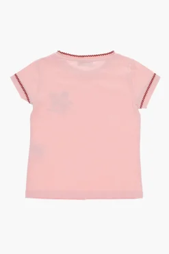 New T-shirt Girocollo EDNA In Cotone con Ricamo Fiori Abbigliamento