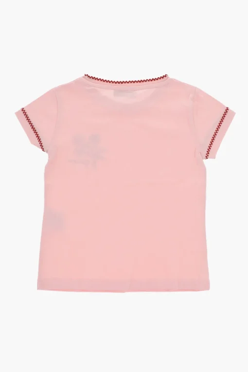 New T-shirt Girocollo EDNA In Cotone con Ricamo Fiori Abbigliamento