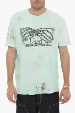 Best T-Shirt Girocollo Effetto Sporco con Stampa sul Fronte Uomo T-Shirt