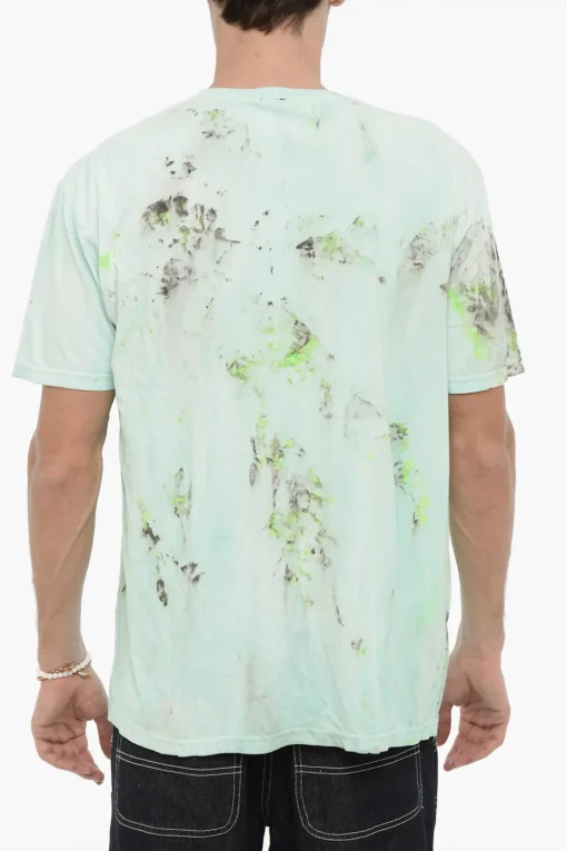 Best T-Shirt Girocollo Effetto Sporco con Stampa sul Fronte Uomo T-Shirt