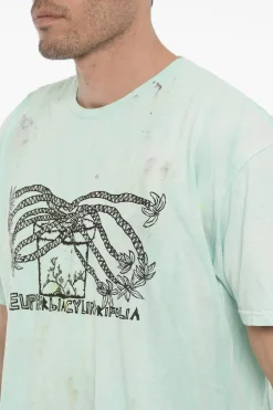 Best T-Shirt Girocollo Effetto Sporco con Stampa sul Fronte Uomo T-Shirt