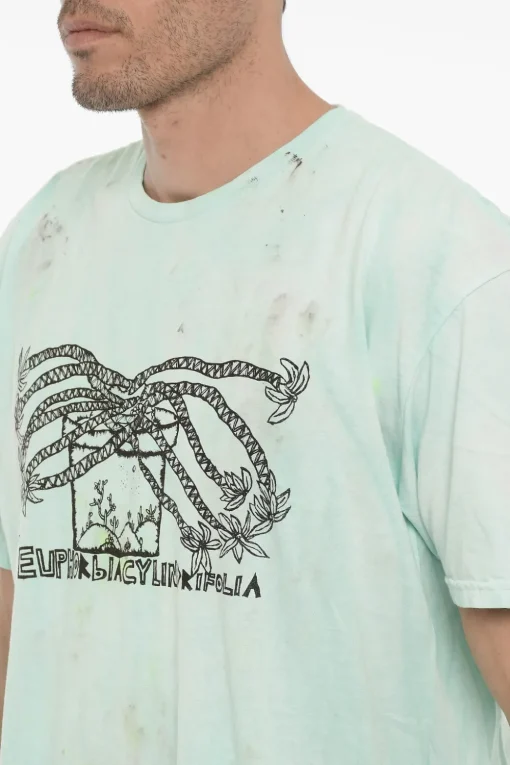 Best T-Shirt Girocollo Effetto Sporco con Stampa sul Fronte Uomo T-Shirt