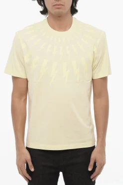 Online T-shirt Girocollo FAIRISLE THUNDERBOLT Slim Fit con Stampa Tono su Tono Uomo T-Shirt