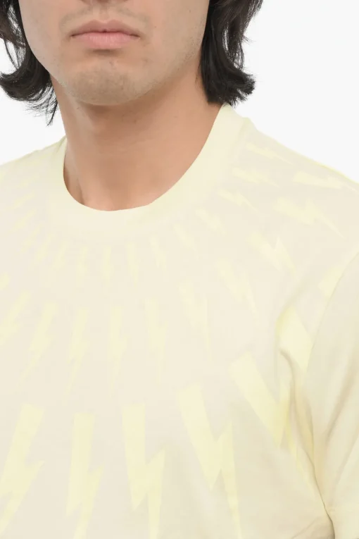 Online T-shirt Girocollo FAIRISLE THUNDERBOLT Slim Fit con Stampa Tono su Tono Uomo T-Shirt