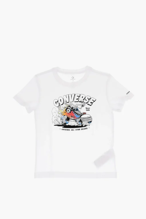 Outlet T-Shirt Girocollo FLAMING CHUCK MOBILE Stampata sul Fronte Bambino Abbigliamento