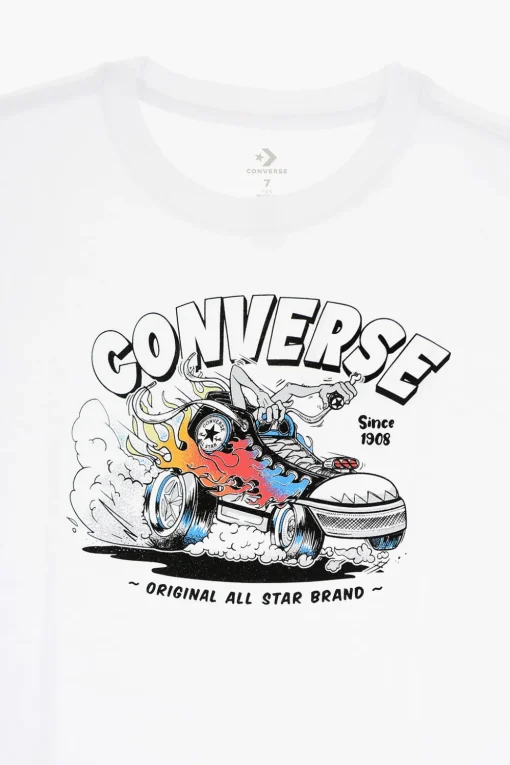 Outlet T-Shirt Girocollo FLAMING CHUCK MOBILE Stampata sul Fronte Bambino Abbigliamento