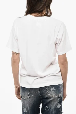 T-shirt Girocollo In Cotone Stampata>Dsquared2 Discount