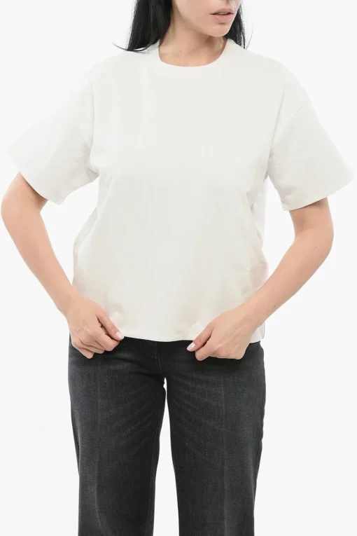 T-Shirt Girocollo in Cotone con Fodera in Popeline>Bottega Veneta Clearance