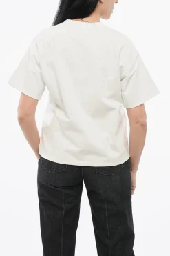 T-Shirt Girocollo in Cotone con Fodera in Popeline>Bottega Veneta Clearance