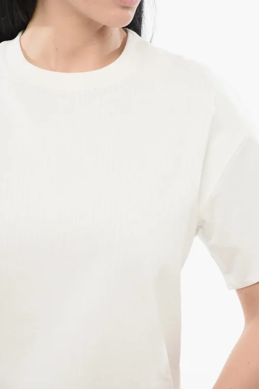 T-Shirt Girocollo in Cotone con Fodera in Popeline>Bottega Veneta Clearance