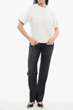 T-Shirt Girocollo in Cotone con Fodera in Popeline></noscript>Bottega Veneta Clearance