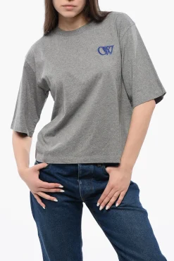 T-shirt Girocollo in Cotone a Tinta Unita>Off-White Fashion