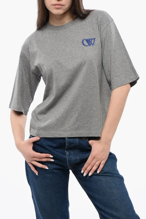 T-shirt Girocollo in Cotone a Tinta Unita>Off-White Fashion