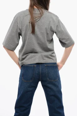 T-shirt Girocollo in Cotone a Tinta Unita>Off-White Fashion