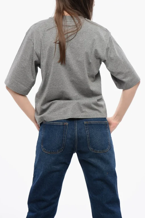 T-shirt Girocollo in Cotone a Tinta Unita>Off-White Fashion