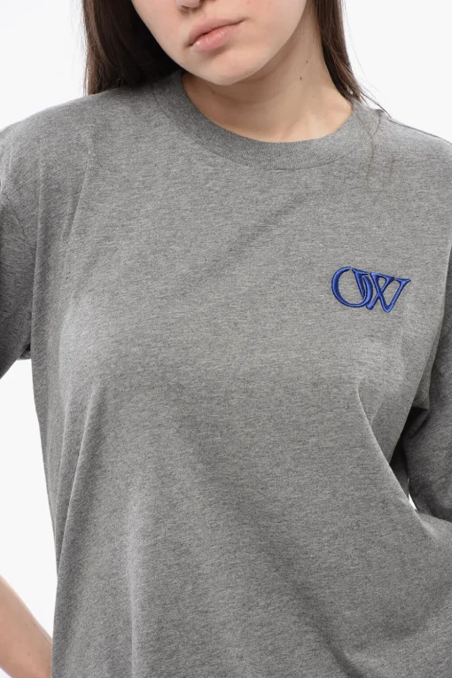T-shirt Girocollo in Cotone a Tinta Unita>Off-White Fashion