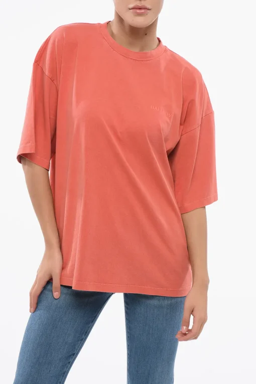 T-shirt Girocollo in Cotone con Stampa Logo Tono su Tono>HALFBOY Fashion