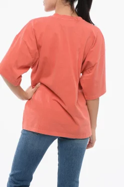 T-shirt Girocollo in Cotone con Stampa Logo Tono su Tono>HALFBOY Fashion