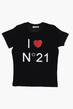 T-shirt Girocollo in Cotone con Logo>N.21 Kids New