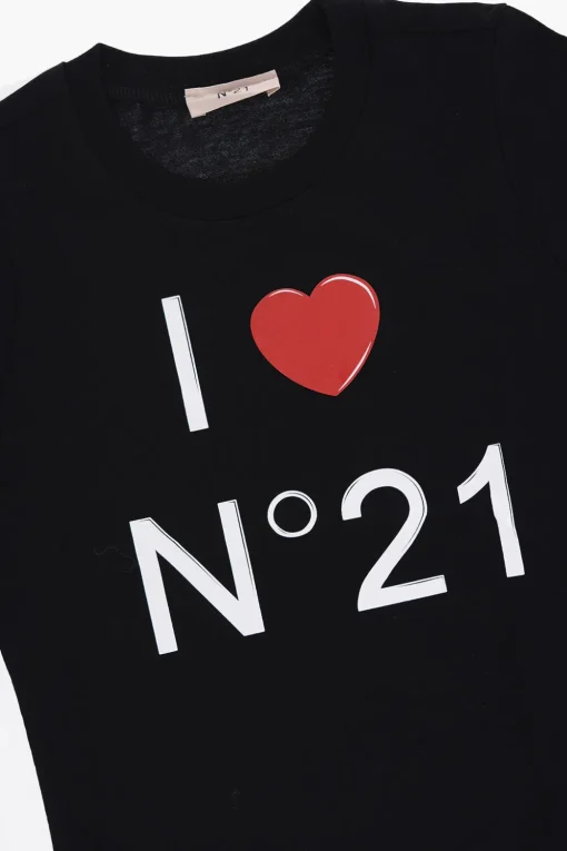 T-shirt Girocollo in Cotone con Logo>N.21 Kids New