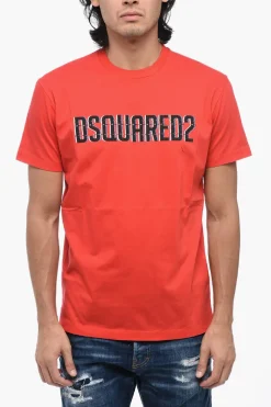T-shirt Girocollo in Cotone con Logo>Dsquared2 Best