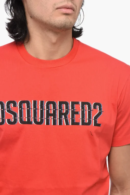 T-shirt Girocollo in Cotone con Logo>Dsquared2 Best