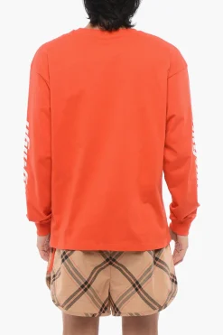 Clearance T-Shirt Girocollo in Cotone Organico a Maniche Lunghe Uomo T-Shirt