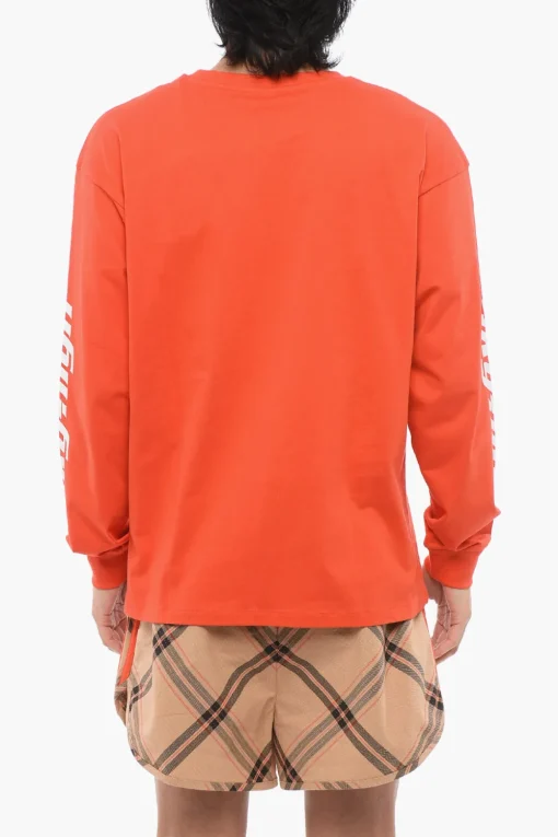 Clearance T-Shirt Girocollo in Cotone Organico a Maniche Lunghe Uomo T-Shirt